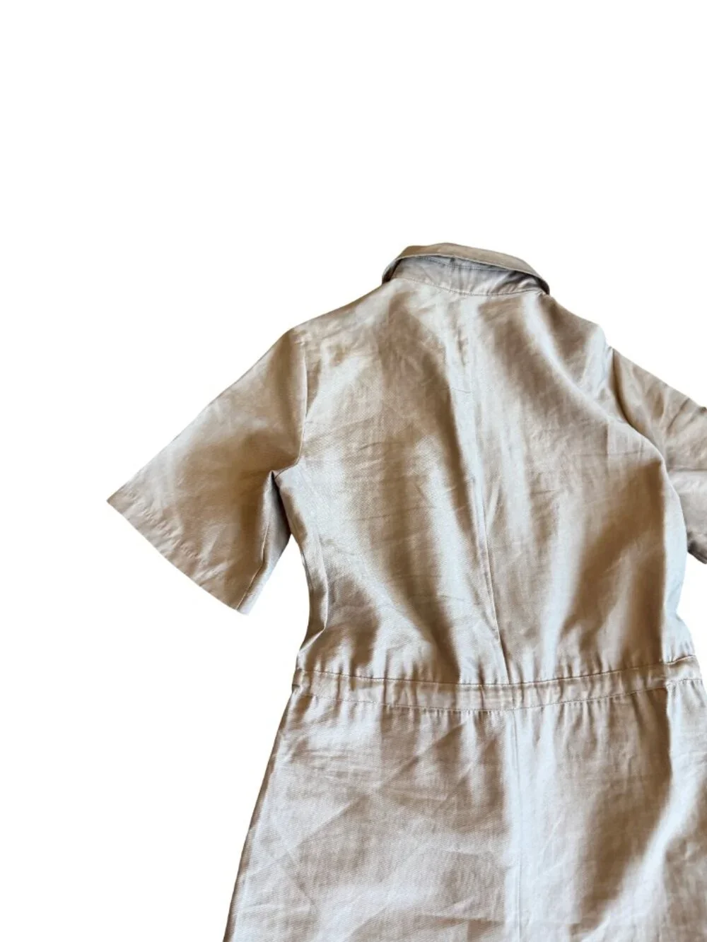 Topshop Utility Zip Jumpsuit Neutral Beige One-Piece Wide Leg Size 4 Women's